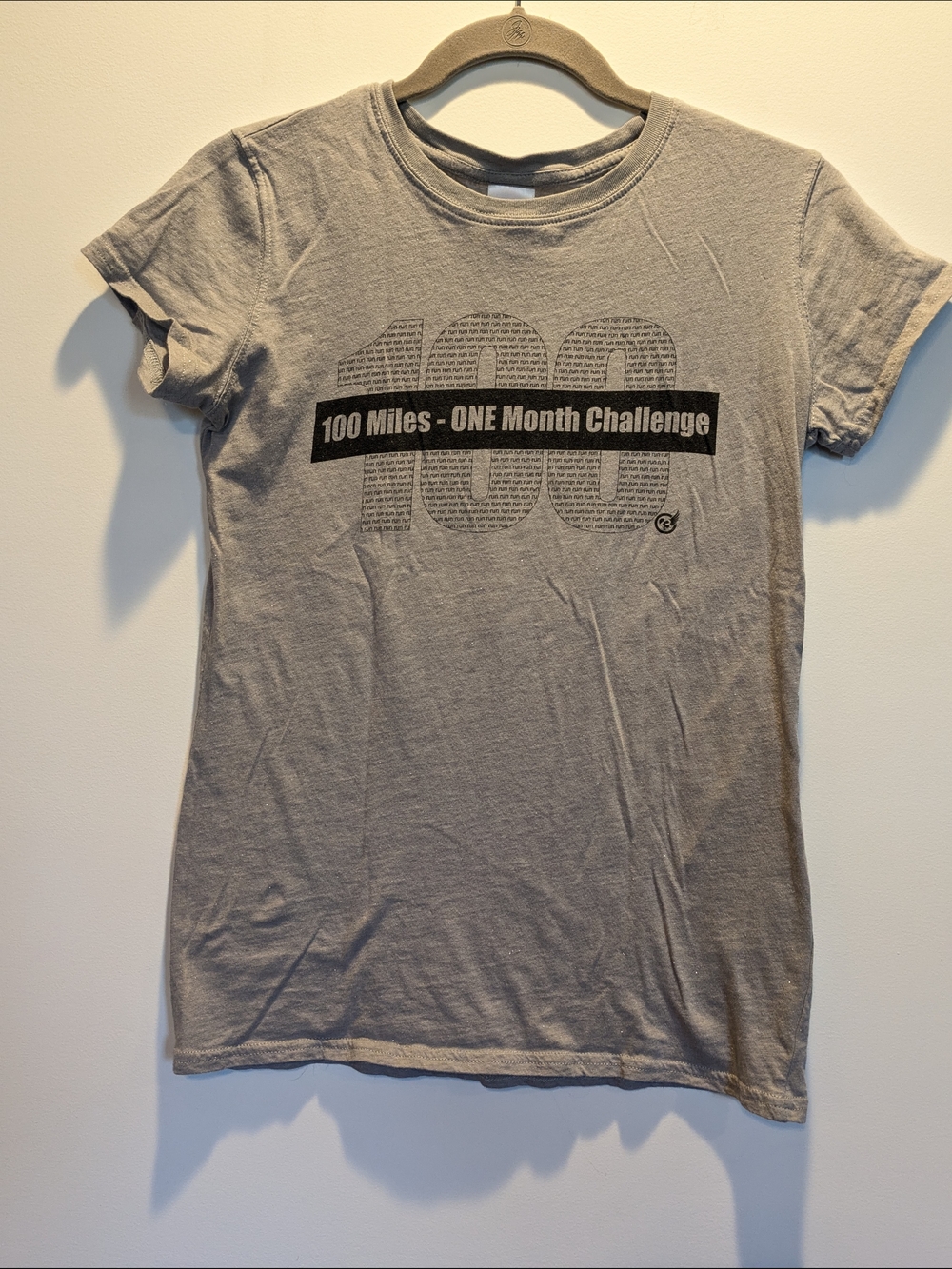 J. America Gray Women's '100 Miles - ONE Month Challenge' Short Sleeve Tee Large